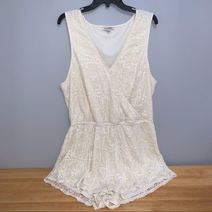 Cream lace romper